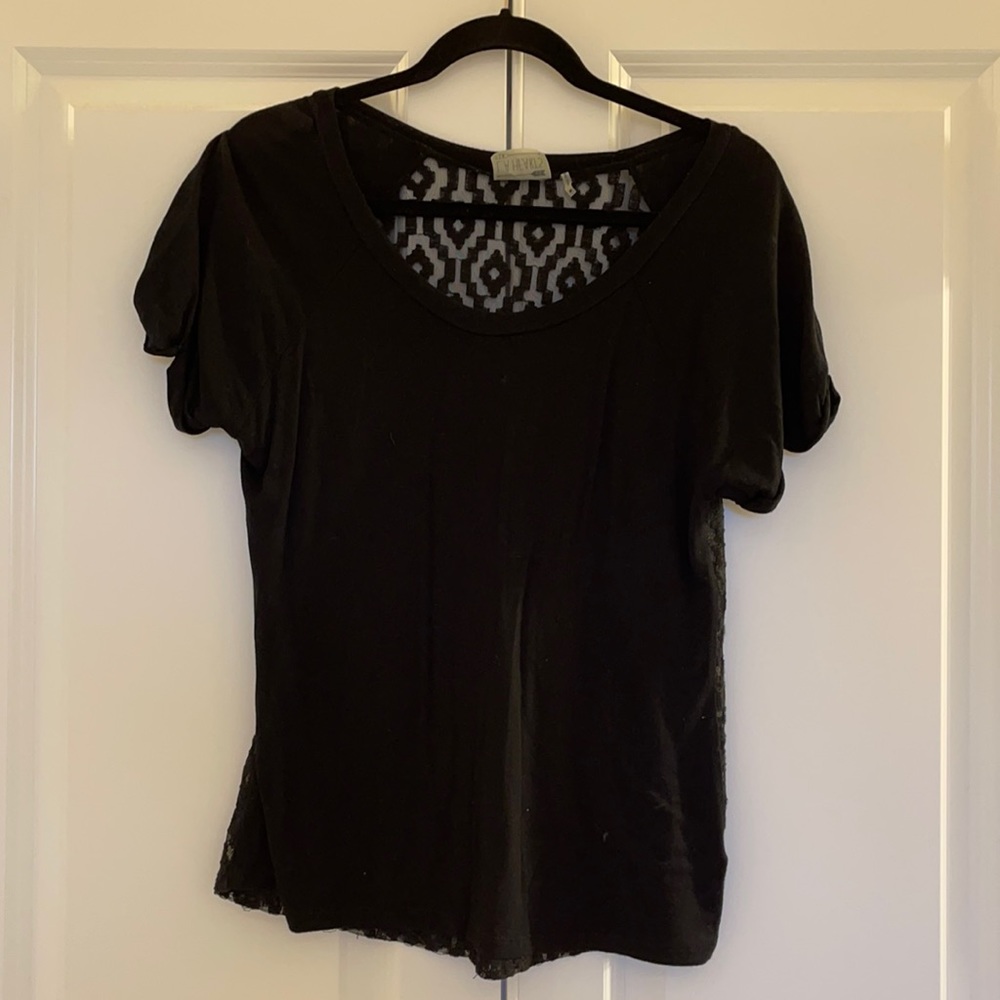 Black tee shirt with a lace back